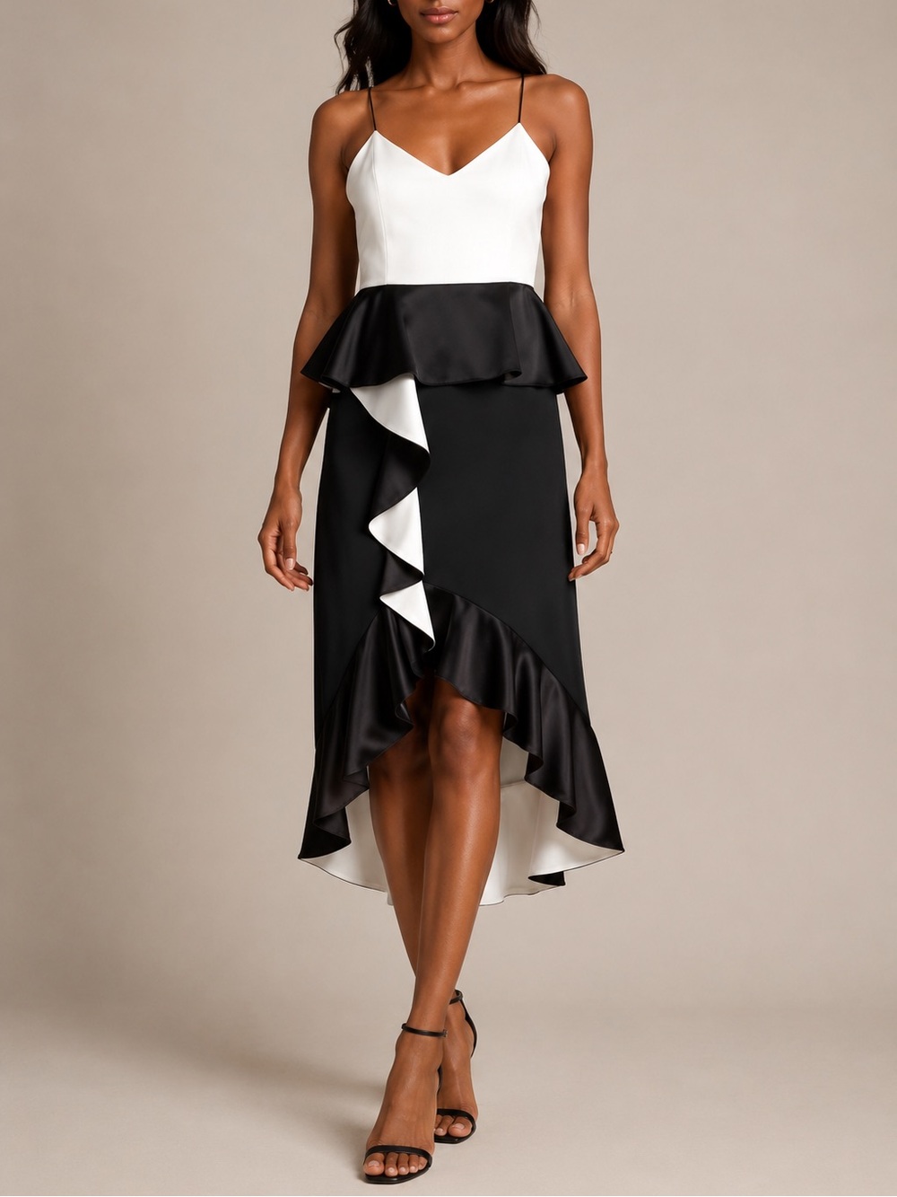 Alice + Olivia Peplum Ruffle Midi Dress Size 4